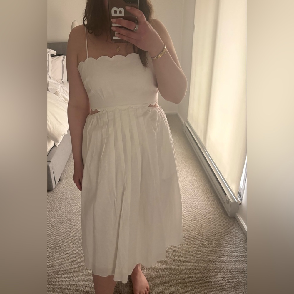 White scallop midi dress